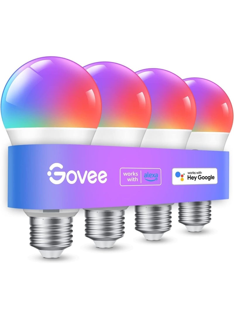 Govee Smart Light Bulb E27, Colour Changing with Music Sync Lamp, 54 Scenes, 16 Million DIY Colours, WiFi & Bluetooth LED Smart Bulb Works with Alexa Google Assistant Home App, Pack of 4 - Image 1